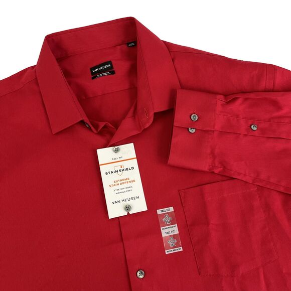 New Mens Van Heusen Stain Shield Tall Fit Long Sleeve Dress Shirt 19-35/36 3XL - Picture 1 of 8